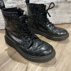 Dr. Martens Black Glitter Kids Boots